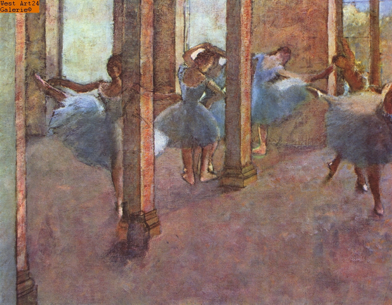 Tanzerinnen ihre Schuhe bindend nach Degas Gemäldeimitation